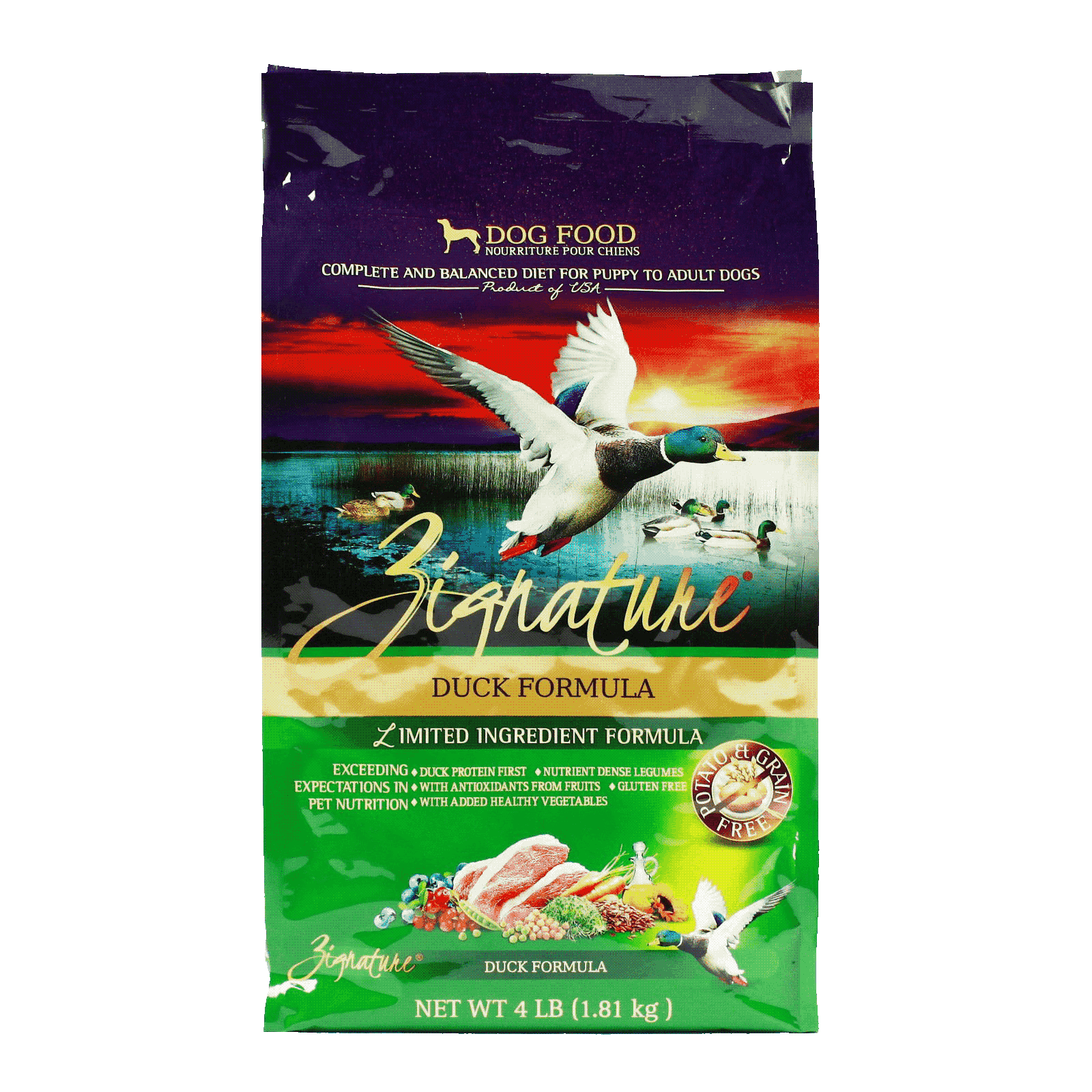 zignature duck limited ingredient formula dry dog food